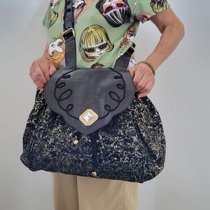 Italian made vintage leather bag exquisite detail and embroidery